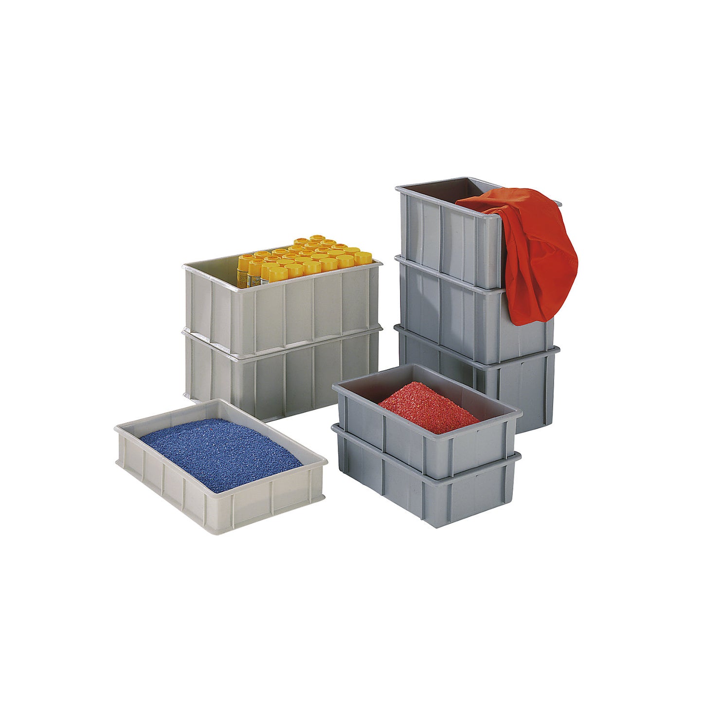 Stacking container made of polyethylene, with reinforcement ribs, capacity 16 l, grey.