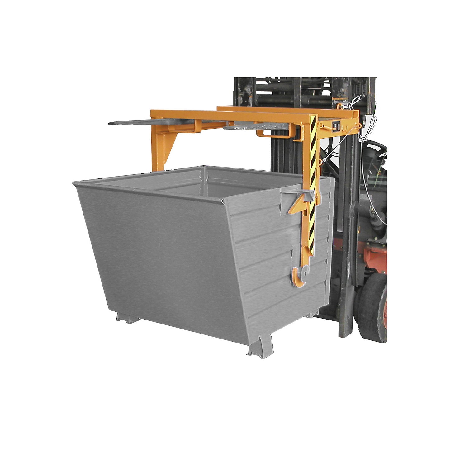 Forklift support bar for tilting skips and stacking containers, not for cranes, max. load 2000 kg, for container size 1.5 m³.