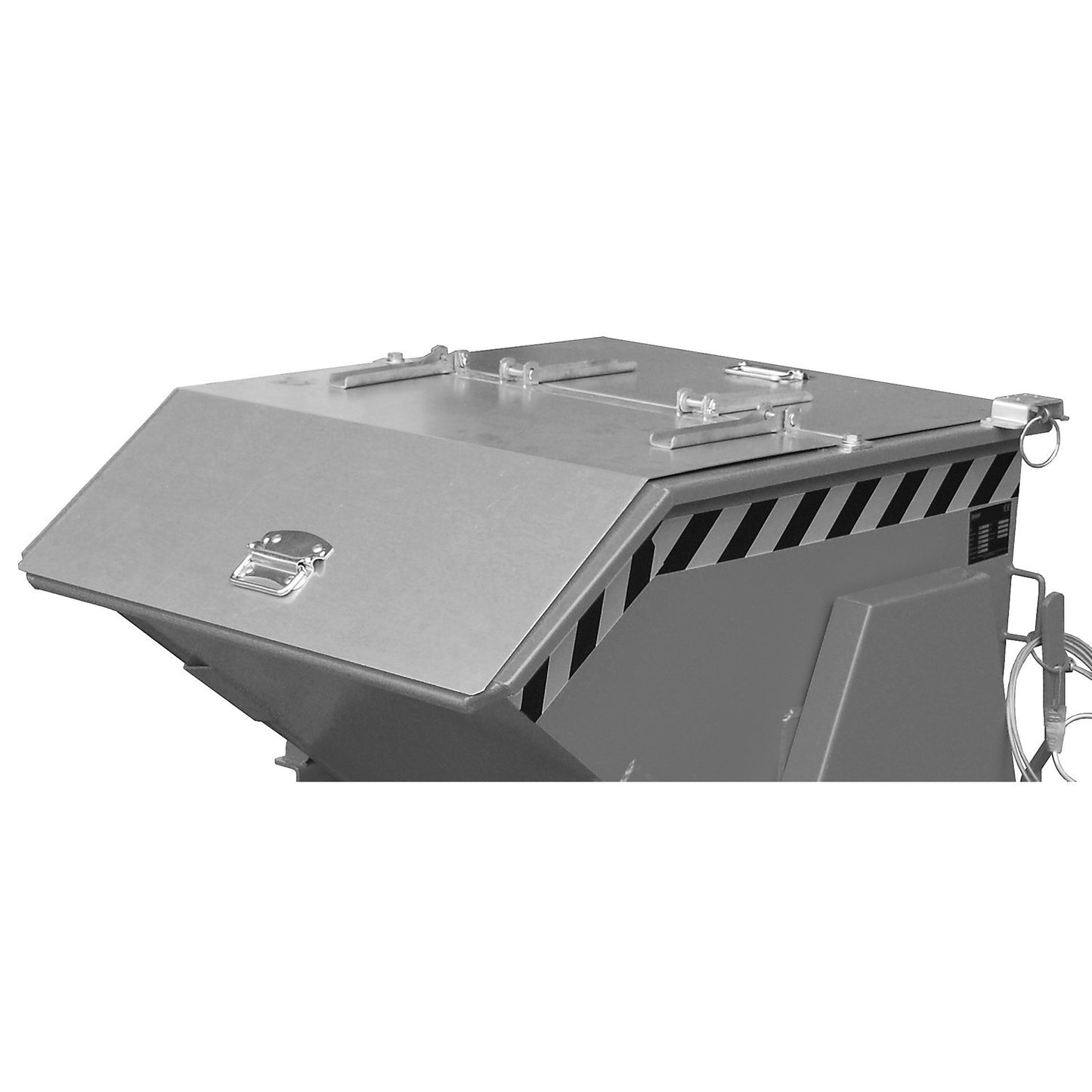 Hinged lid, zinc plated, for container capacity 0.3 m³, two-part.