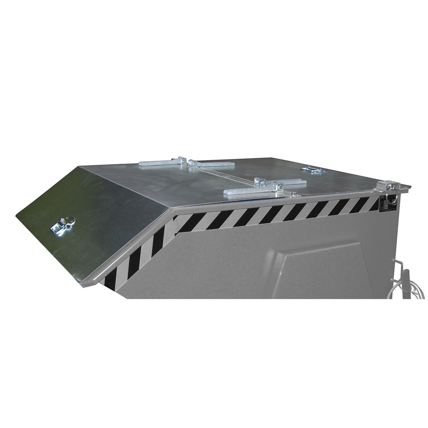 Hinged lid, zinc plated, for container capacity 0.8 m³, two-part.