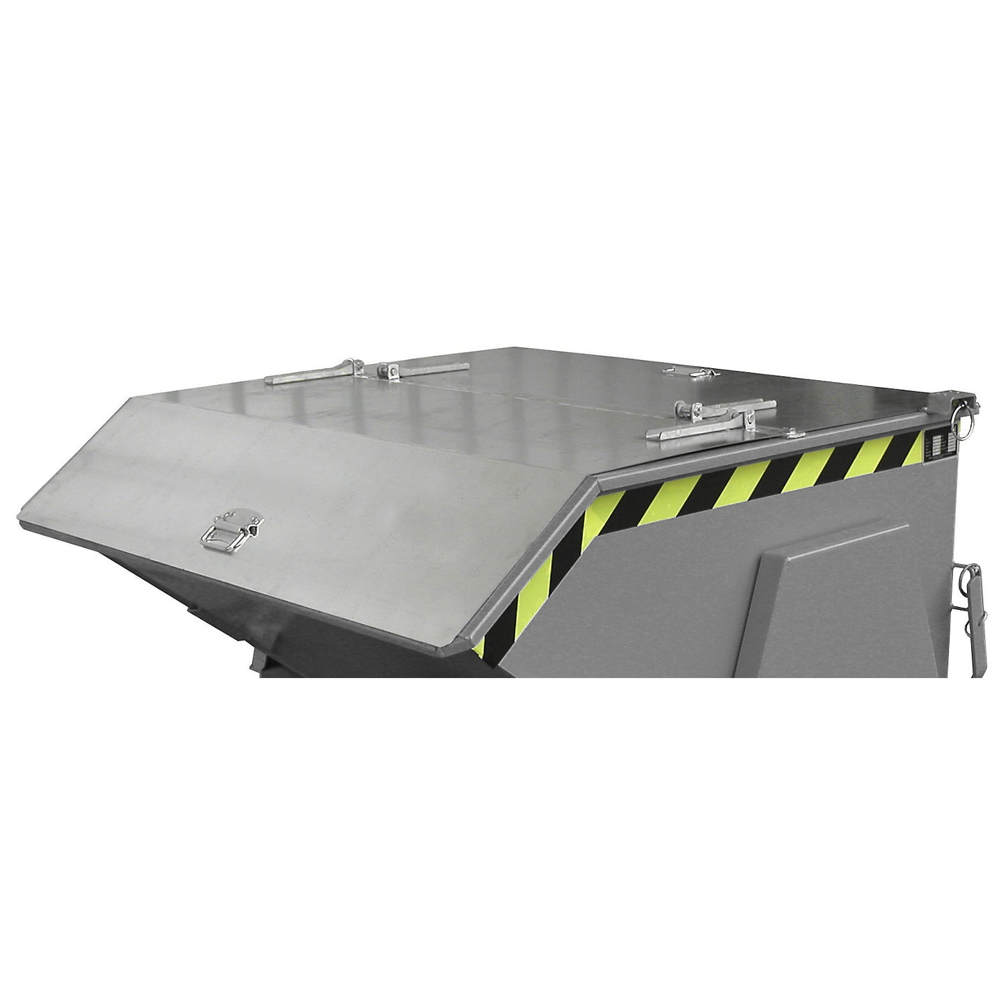Hinged lid, zinc plated, for container capacity 1.2 m³, two-part.