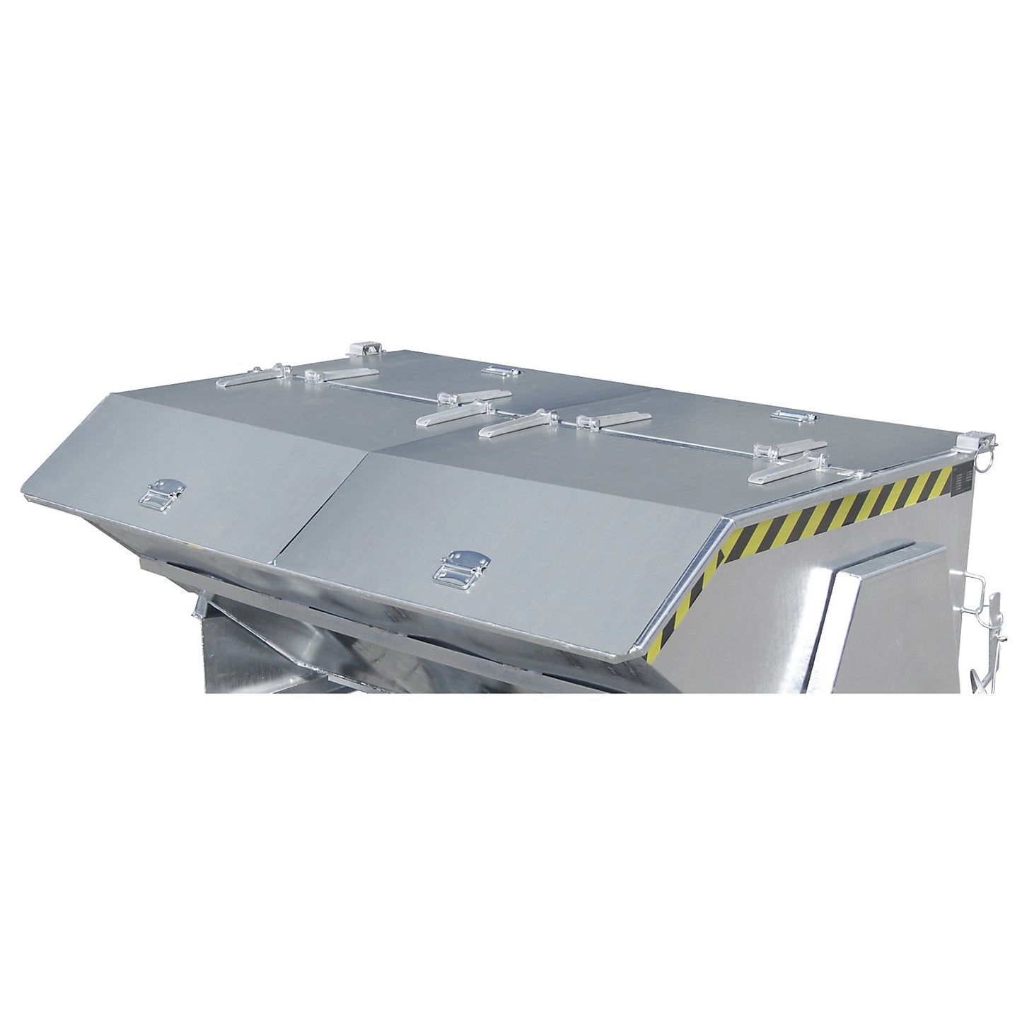 Hinged lid, zinc plated, for container capacity 1.5 m³, four-part.