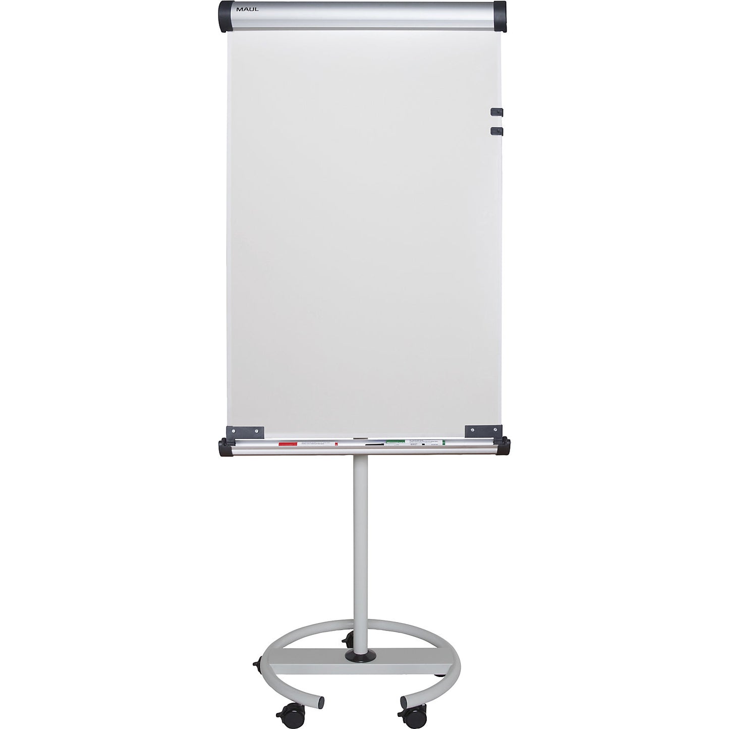 Flip chart, writing surface rotates 90°, mobile and height adjustable.