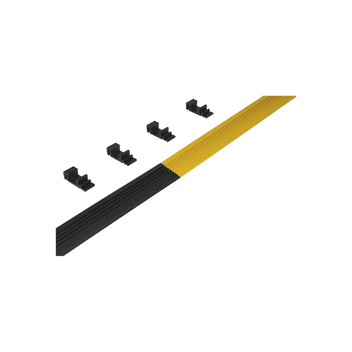 Edge profile, for long side of industrial grid matting, per m, max. length 1 m, black / yellow.