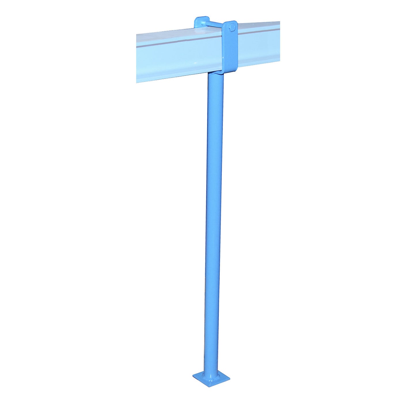 Stand for stacker beams, LxWxH 121 x 75 x 906 mm, light blue.