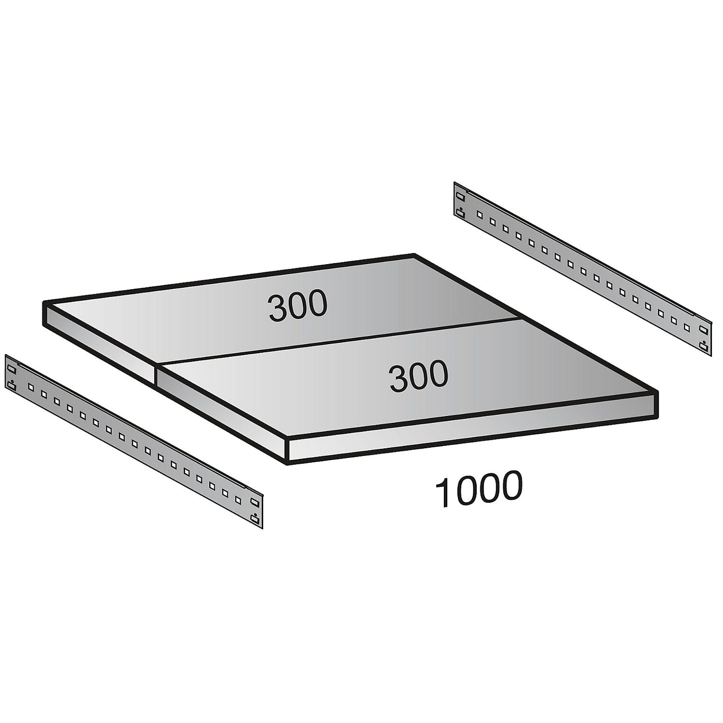 Shelf for CLEANA boltless shelf unit, shelf width 1000 mm, depth 600 mm.