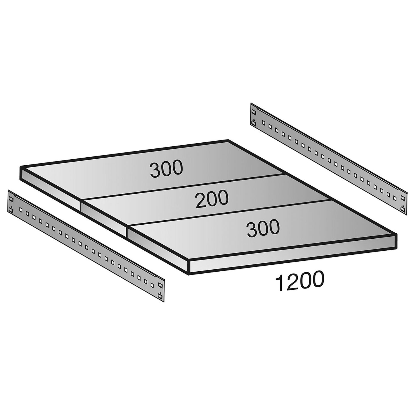 Shelf for CLEANA boltless shelf unit, shelf width 1200 mm, depth 800 mm.
