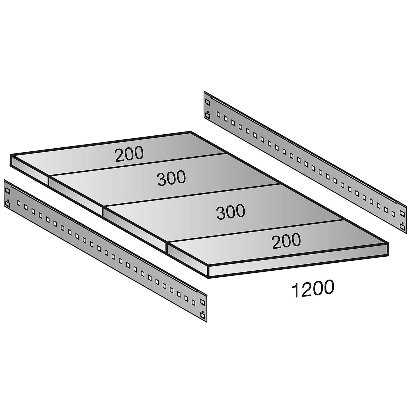 Shelf for CLEANA boltless shelf unit, shelf width 1200 mm, depth 1000 mm.