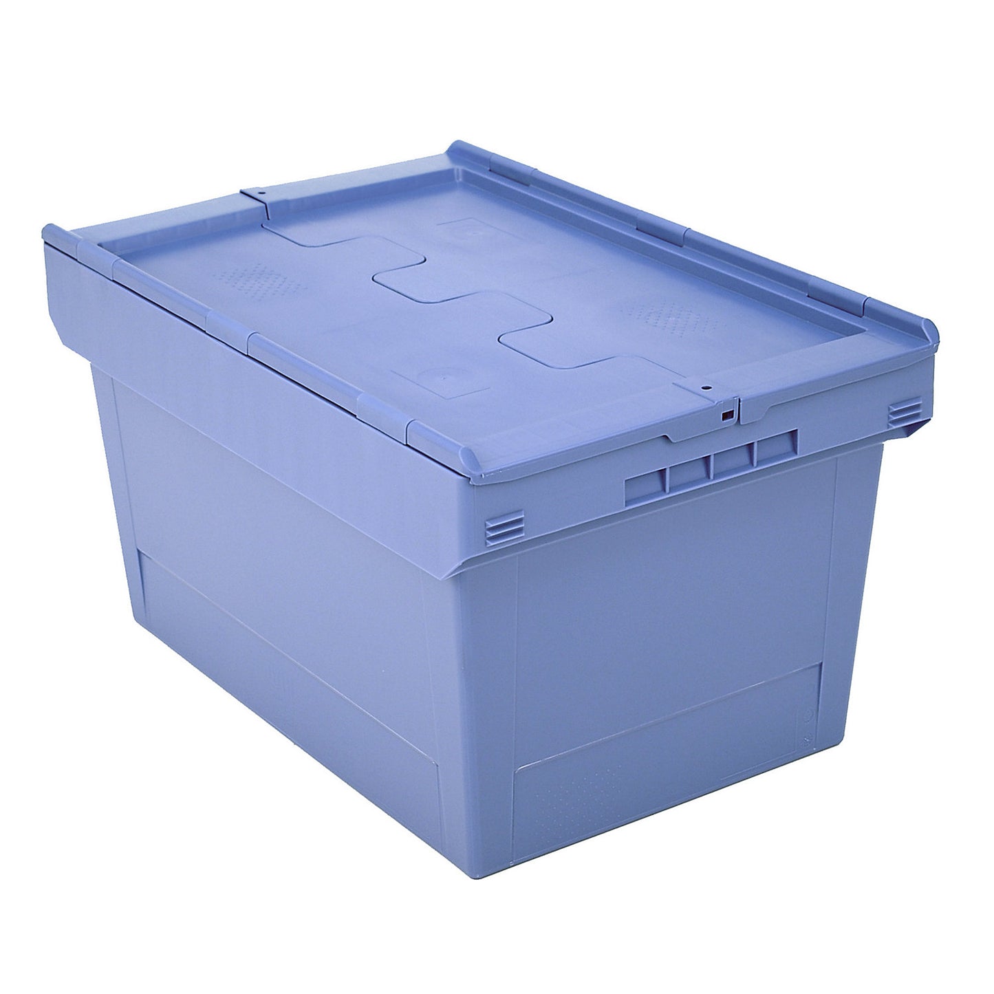 Reusable stacking container with folding lid, capacity 58 l, 1+ items.