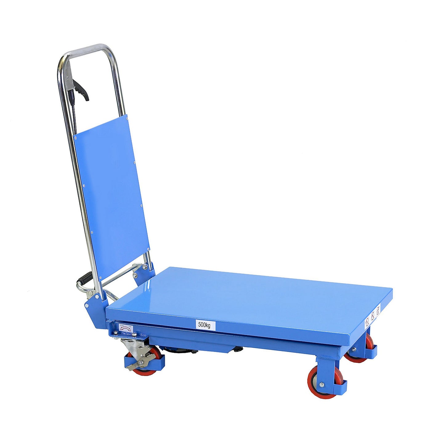 Lifting platform truck, with fixed handle, max. load 300 kg.