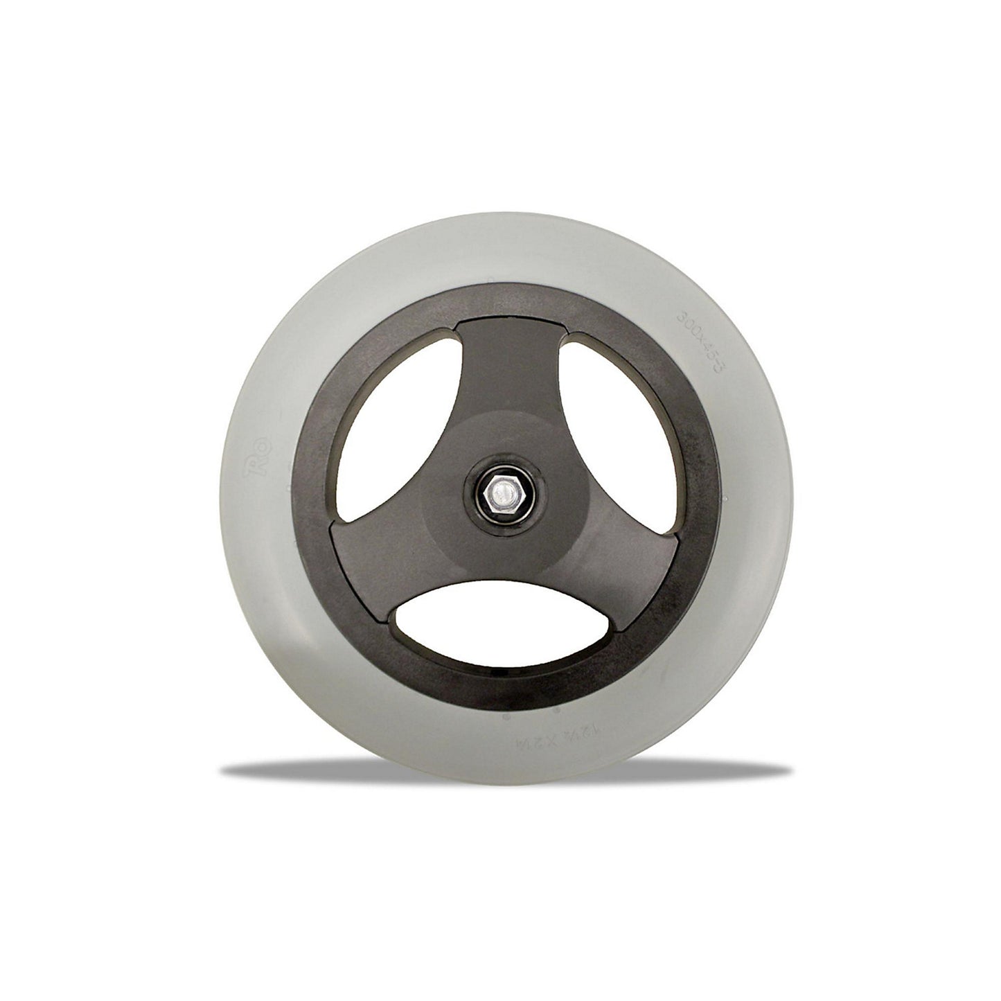 Front wheel for model 65, puncture proof, as spare part or for subsequent conversion, pneumatic rubber 310 x 55 mm.