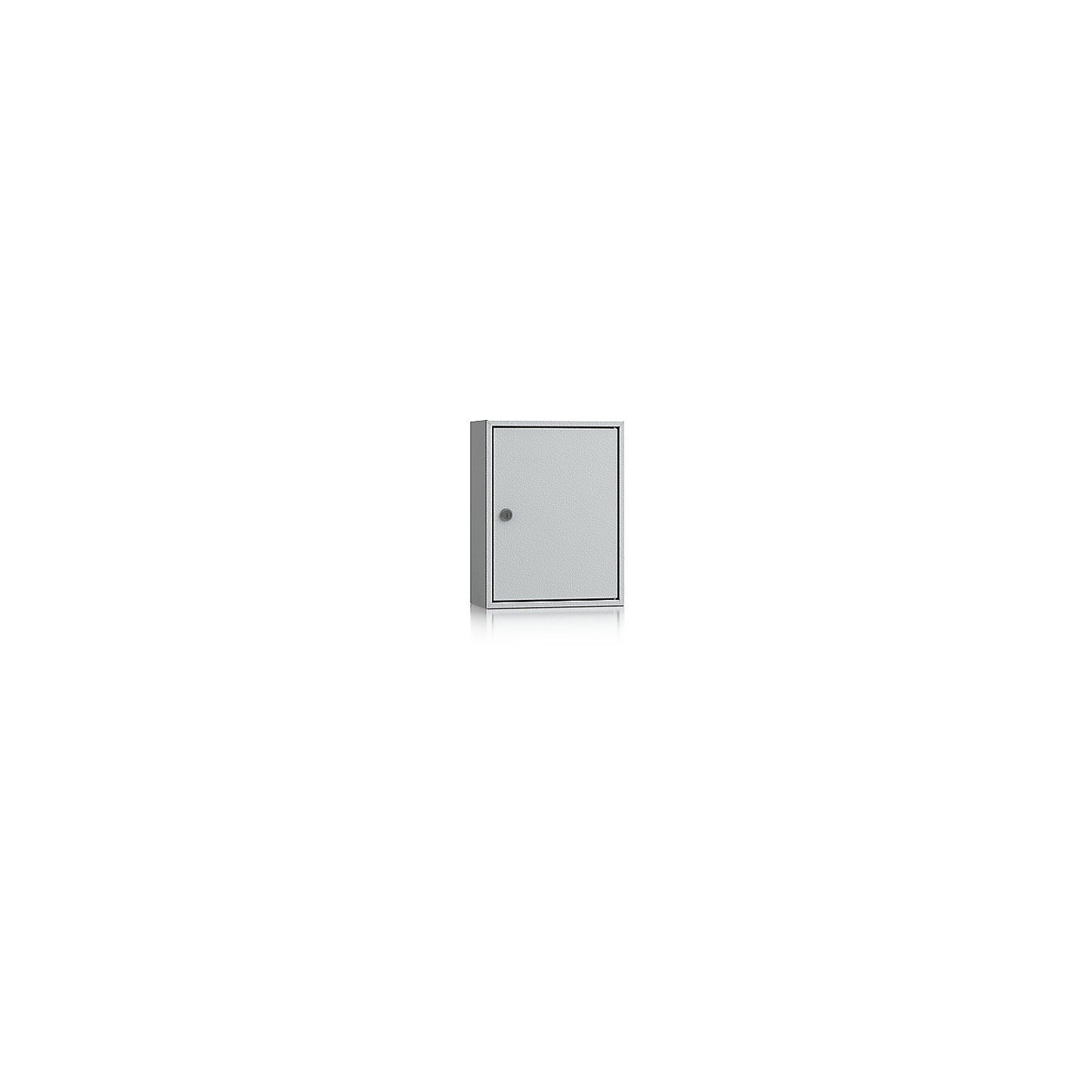 Key cabinet, light grey RAL 7035, HxWxD 350 x 270 x 130 mm, for 40 hooks.