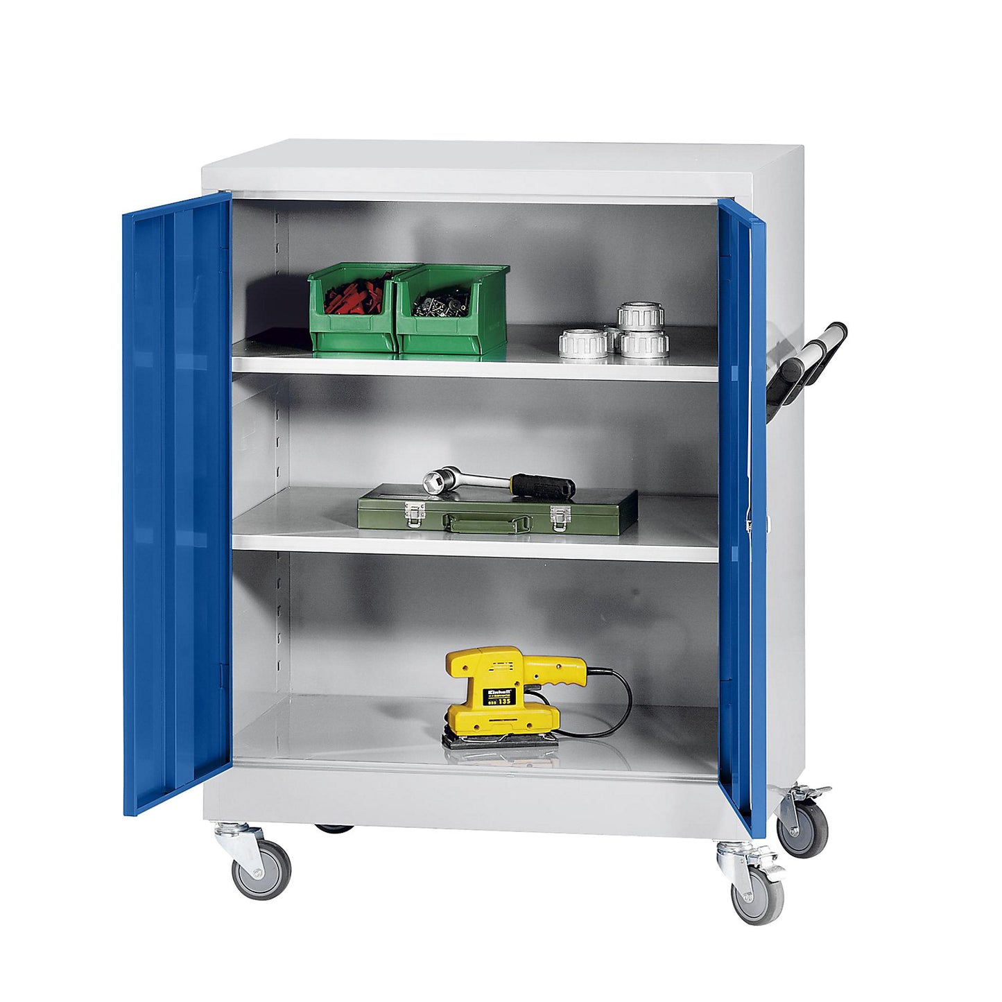 Mobile cupboard, HxWxD 1220 x 920 x 610 mm, gentian blue RAL 5010.