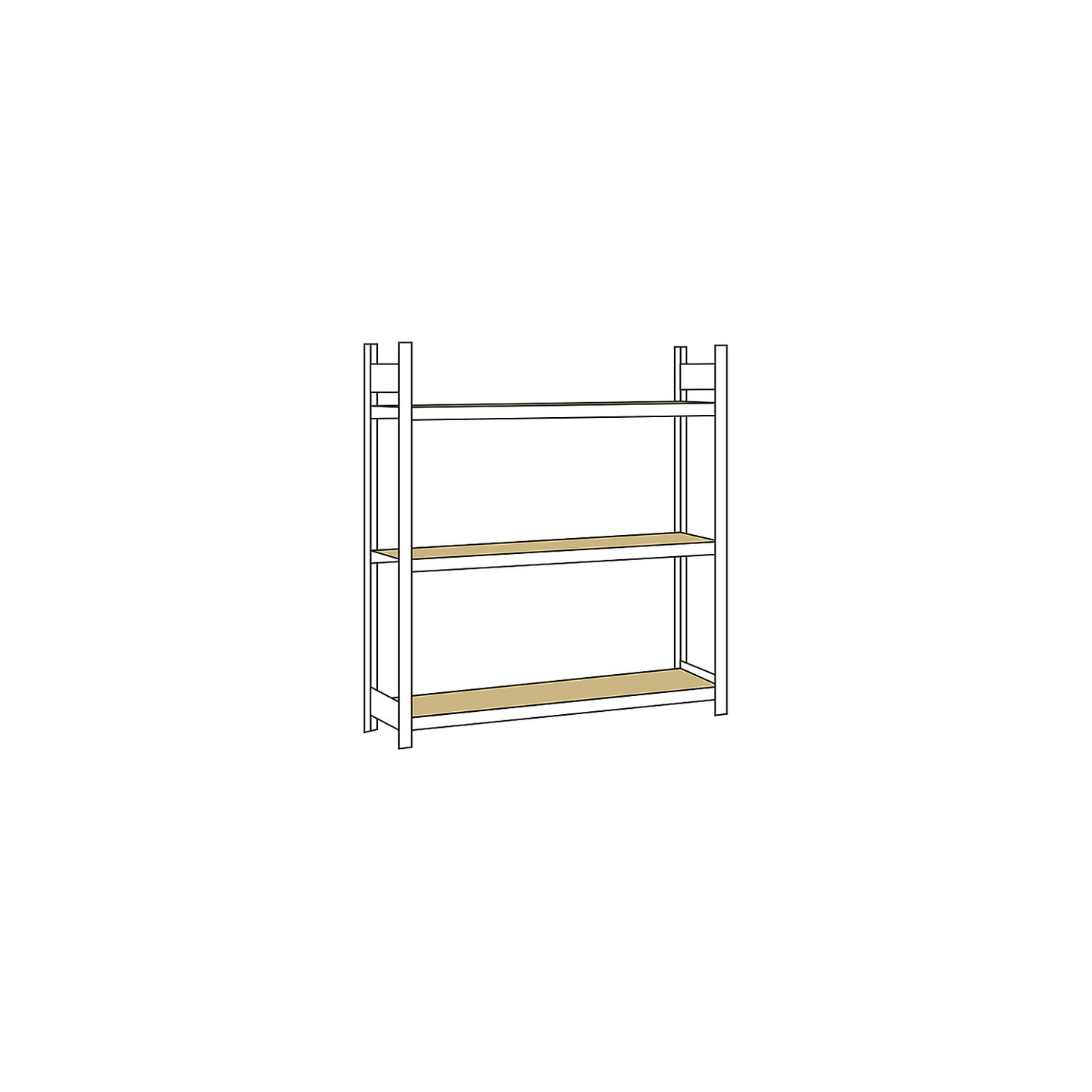 Wide span shelving unit, plug-in, HxWxD 2000 x 1500 x 400 mm, chipboard panels, standard shelf unit.