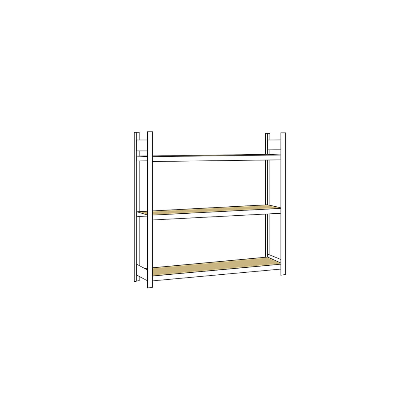 Wide span shelving unit, plug-in, HxWxD 2000 x 2000 x 400 mm, chipboard panels, standard shelf unit.