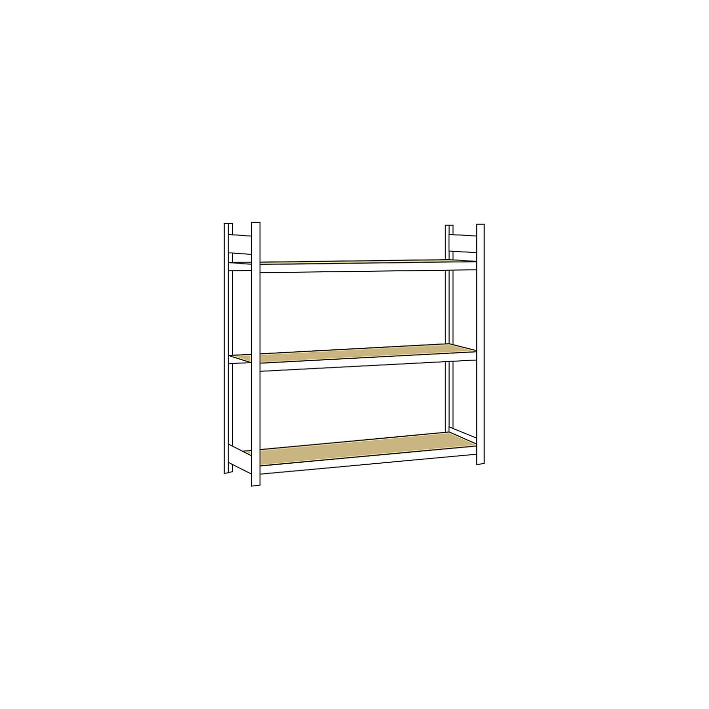 Wide span shelving unit, plug-in, HxWxD 2000 x 2000 x 500 mm, chipboard panels, standard shelf unit.