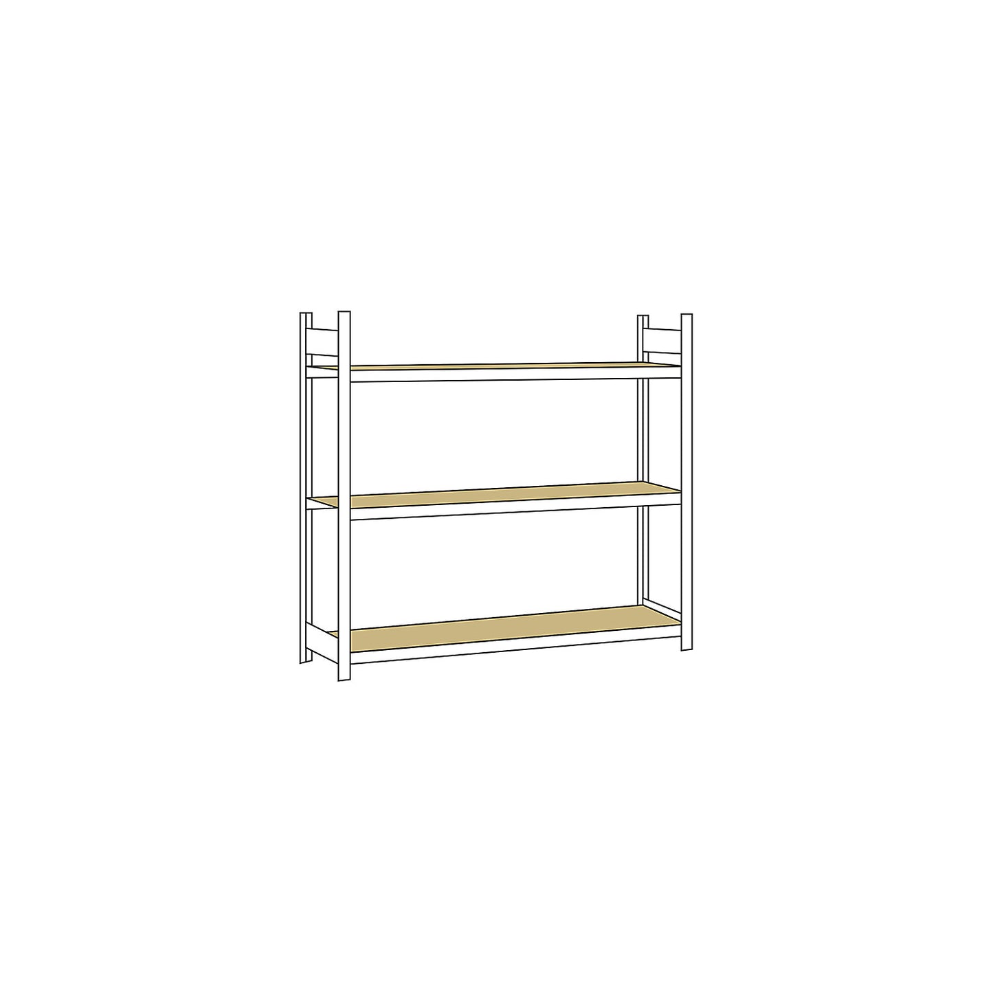 Wide span shelving unit, plug-in, HxWxD 2000 x 2500 x 500 mm, chipboard panels, standard shelf unit.