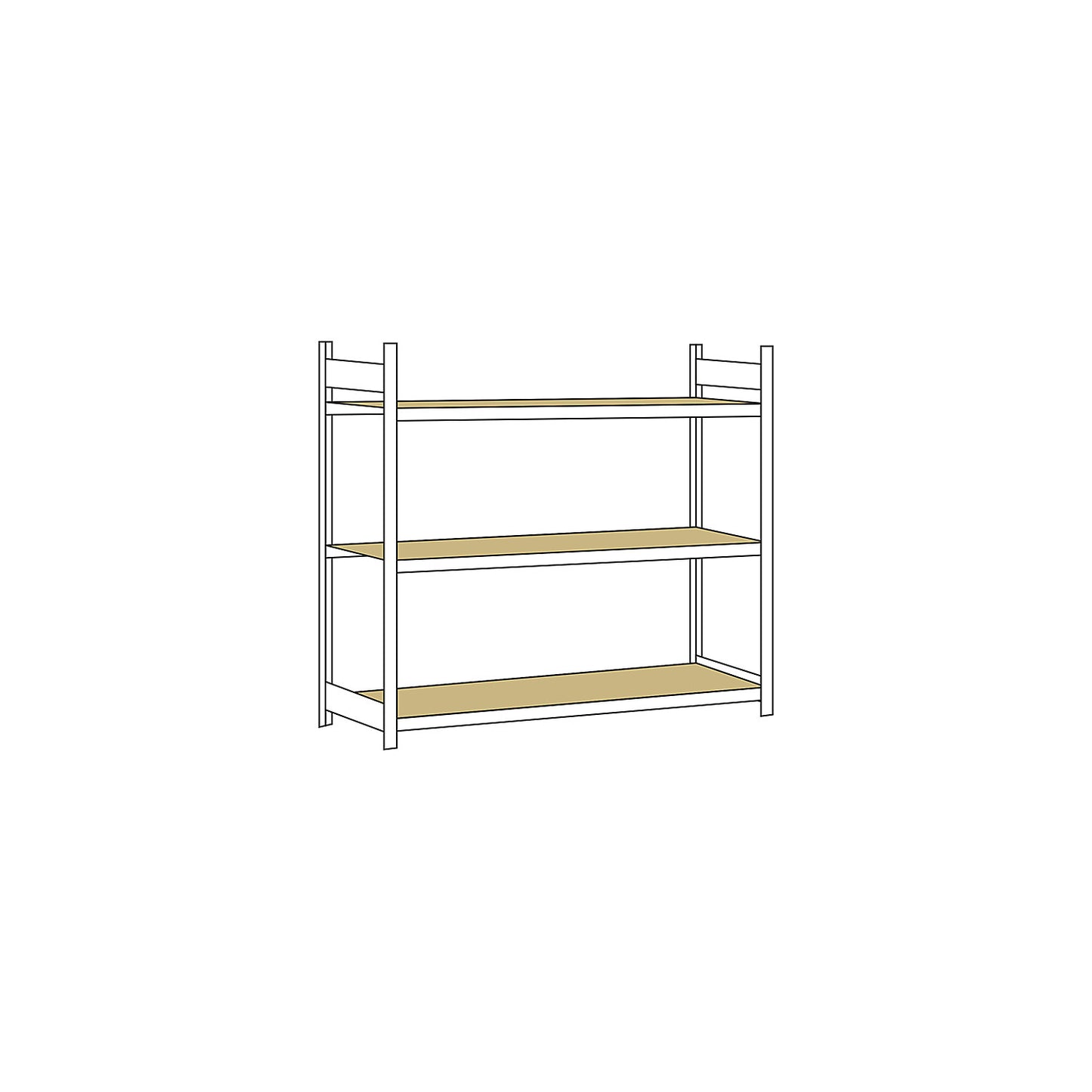 Wide span shelving unit, plug-in, HxWxD 2000 x 2500 x 800 mm, chipboard panels, standard shelf unit.