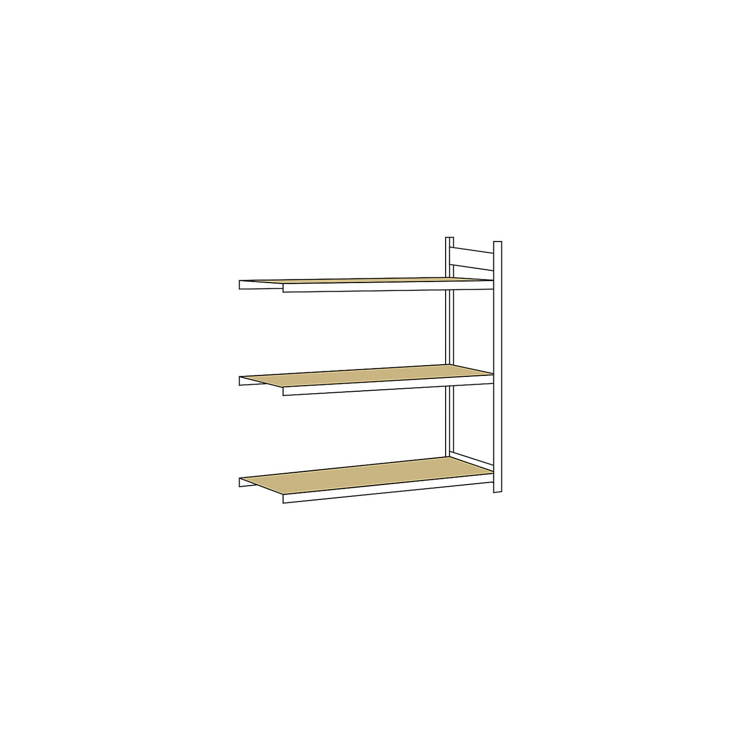 Wide span shelving unit, plug-in, HxWxD 2000 x 1500 x 800 mm, chipboard panels, extension shelf unit.