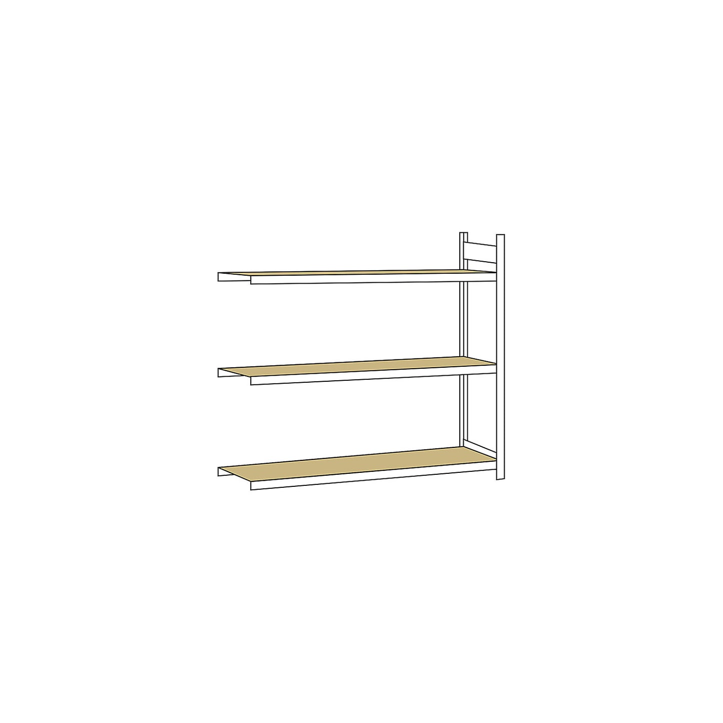 Wide span shelving unit, plug-in, HxWxD 2000 x 2500 x 600 mm, chipboard panels, extension shelf unit.
