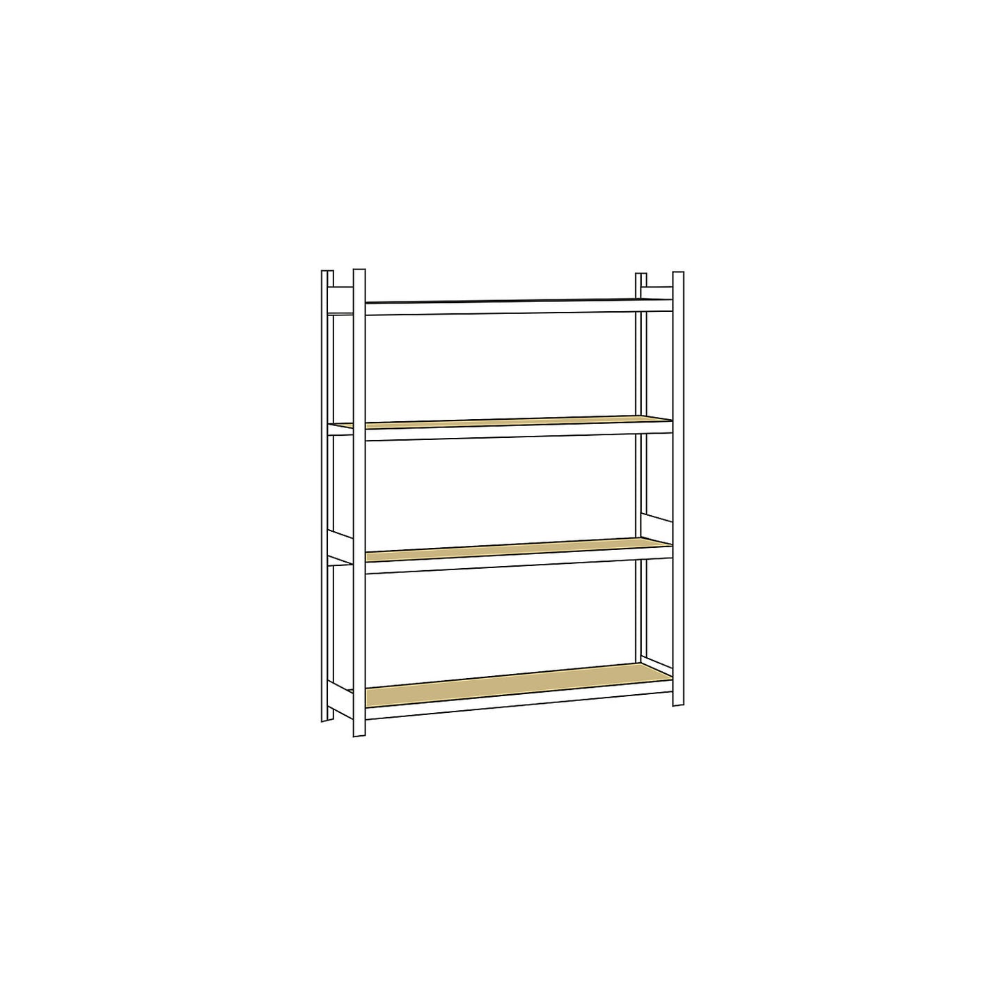 Wide span shelving unit, plug-in, HxWxD 2500 x 2000 x 400 mm, chipboard panels, standard shelf unit.