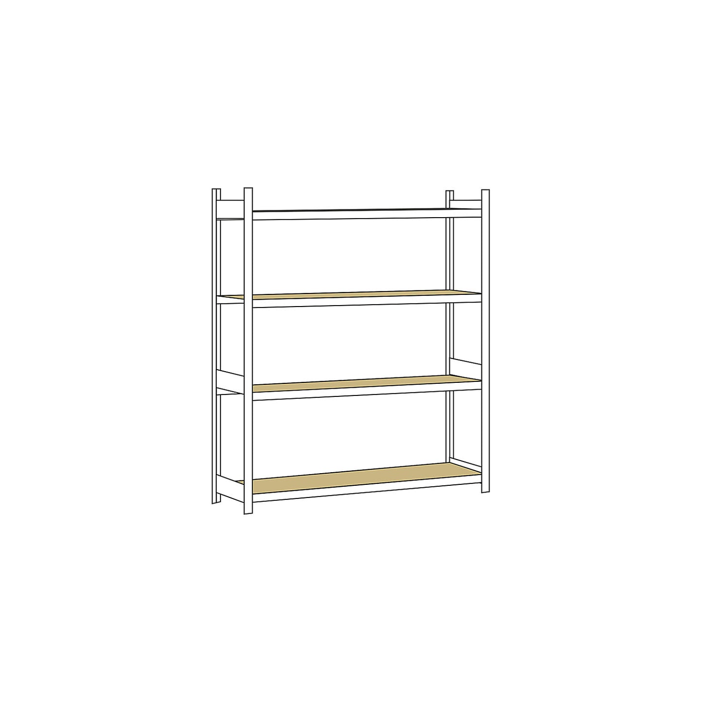 Wide span shelving unit, plug-in, HxWxD 2500 x 2500 x 600 mm, chipboard panels, standard shelf unit.