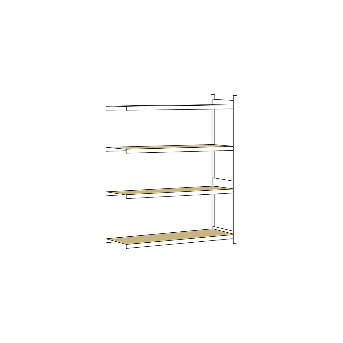 Wide span shelving unit, plug-in, HxWxD 2500 x 2000 x 800 mm, chipboard panels, extension shelf unit.