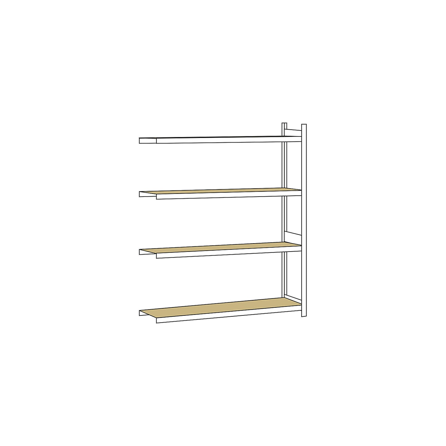 Wide span shelving unit, plug-in, HxWxD 2500 x 2250 x 500 mm, chipboard, extension shelf unit.