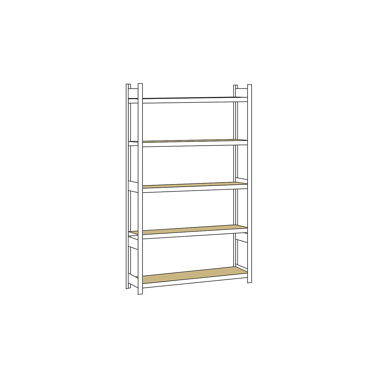 Wide span shelving unit, plug-in, HxWxD 3000 x 1500 x 400 mm, chipboard panels, standard shelf unit.