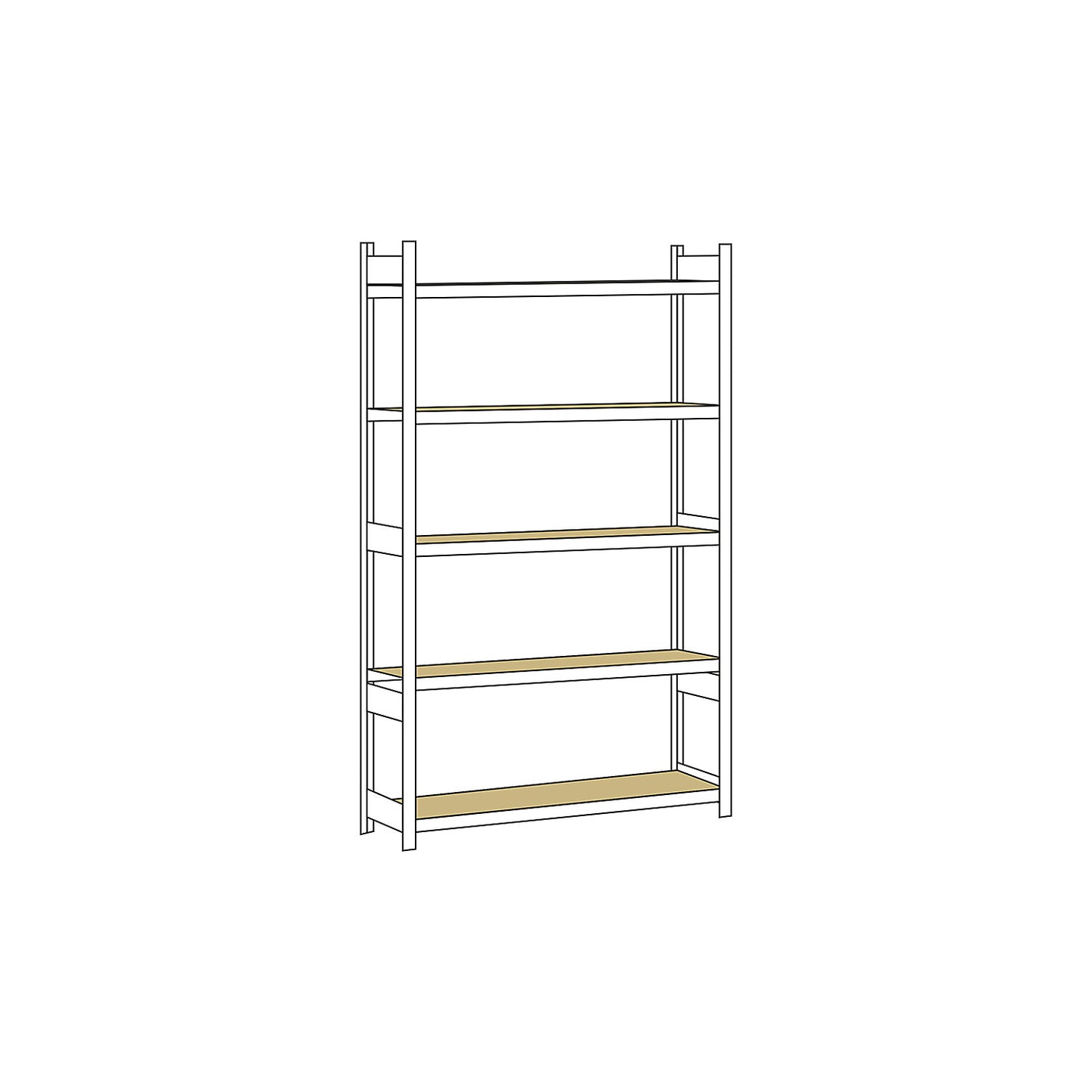 Wide span shelving unit, plug-in, HxWxD 3000 x 1500 x 500 mm, chipboard panels, standard shelf unit.