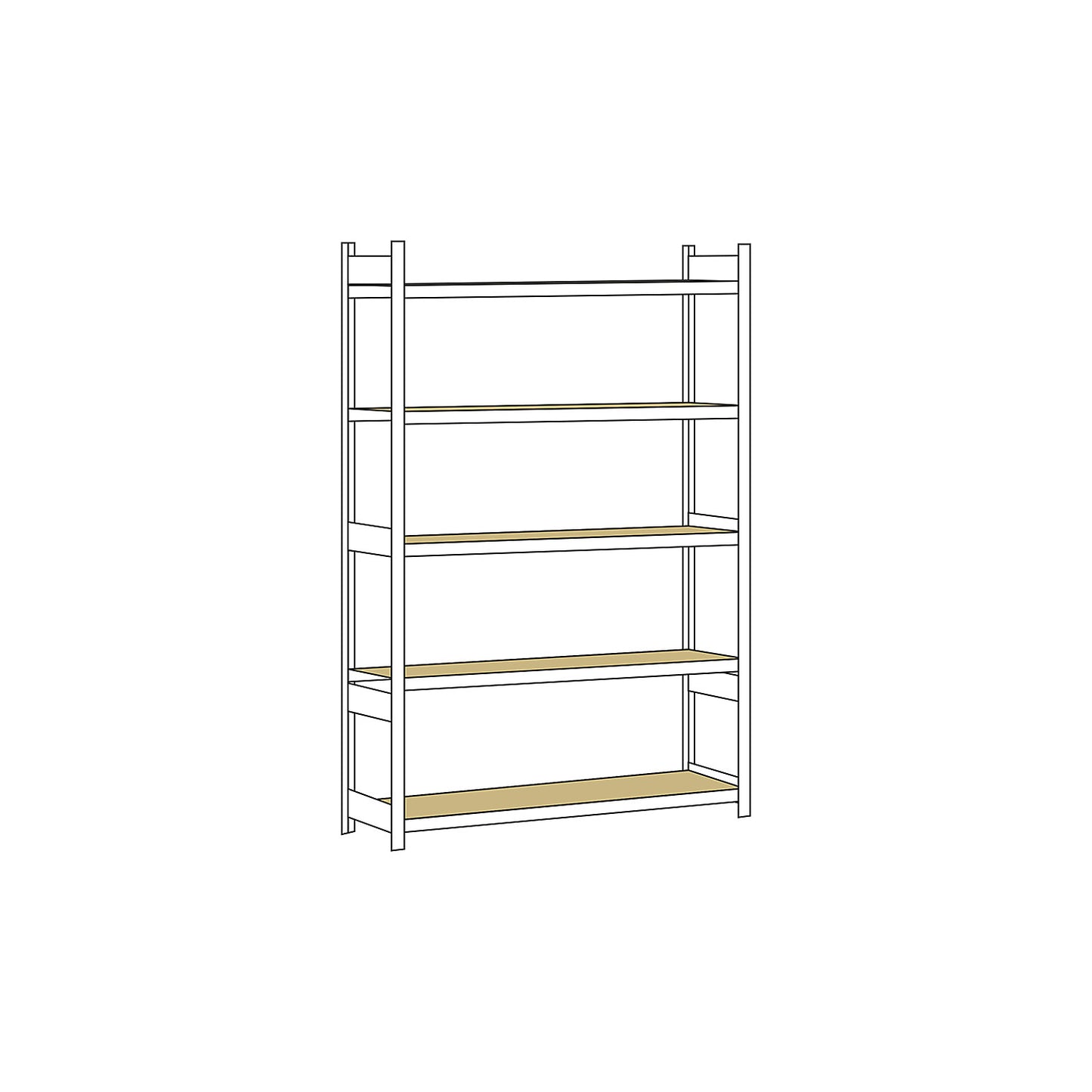 Wide span shelving unit, plug-in, HxWxD 3000 x 2000 x 600 mm, chipboard panels, standard shelf unit.