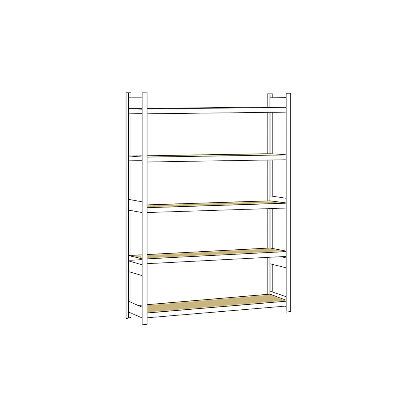Wide span shelving unit, plug-in, HxWxD 3000 x 2500 x 500 mm, chipboard panels, standard shelf unit.