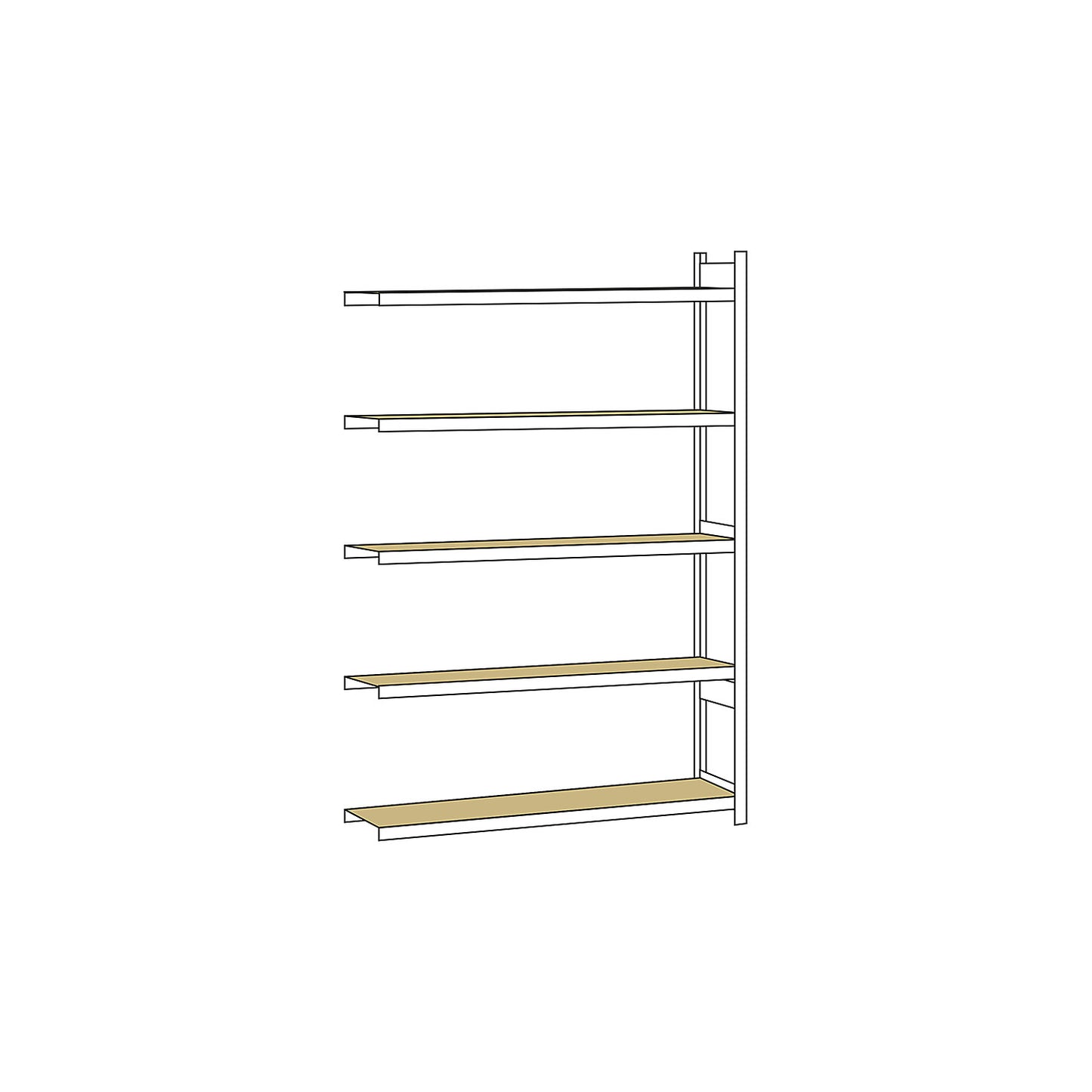 Wide span shelving unit, plug-in, HxWxD 3000 x 2250 x 400 mm, chipboard panels, extension shelf unit.
