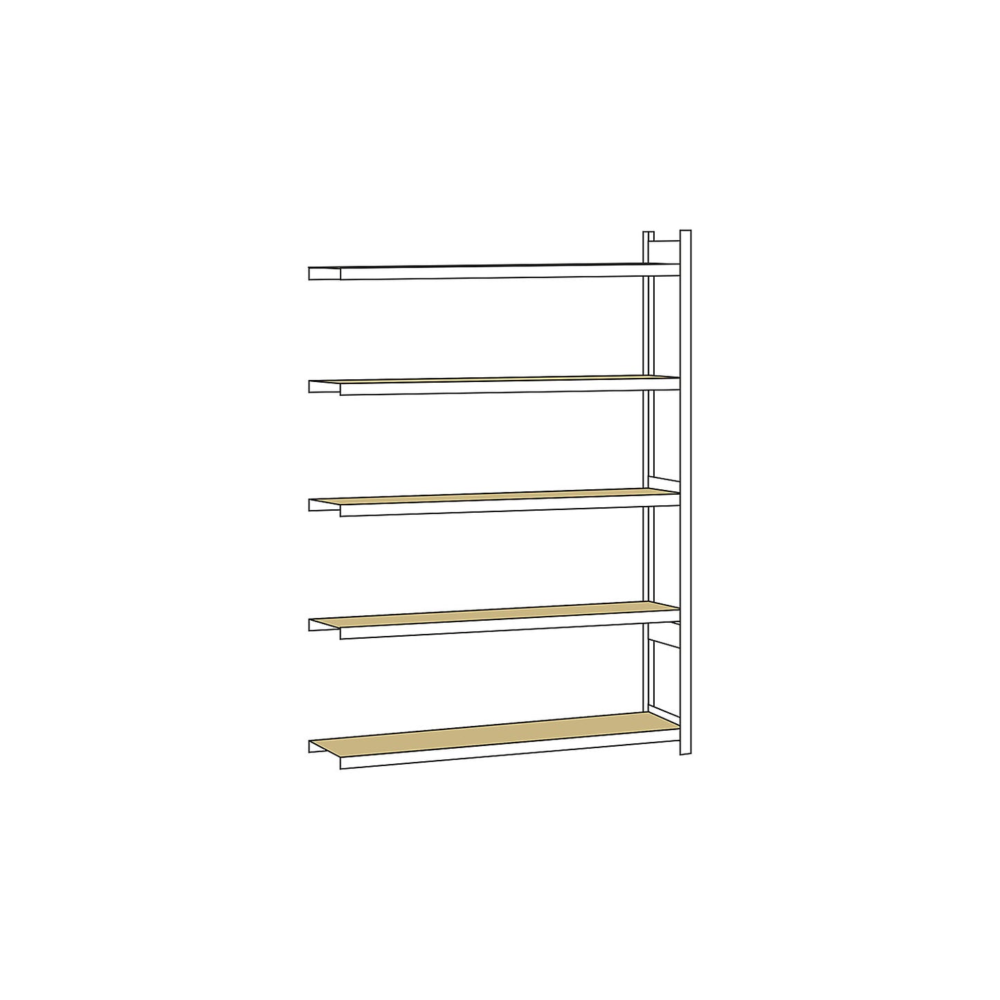 Wide span shelving unit, plug-in, HxWxD 3000 x 2500 x 400 mm, chipboard panels, extension shelf unit.