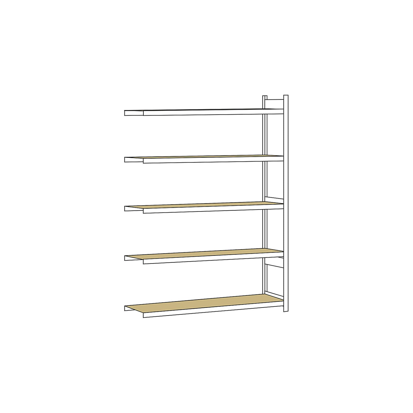 Wide span shelving unit, plug-in, HxWxD 3000 x 2500 x 600 mm, chipboard panels, extension shelf unit.