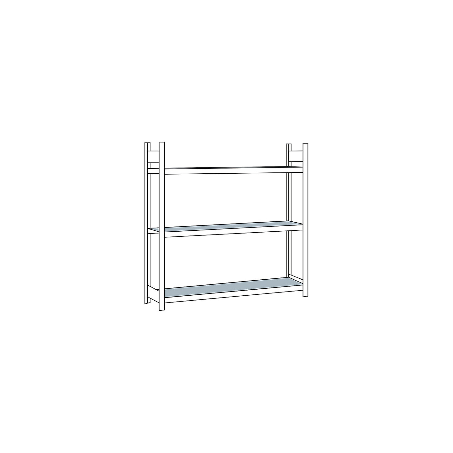 Wide span shelving unit, plug-in, HxWxD 2000 x 2000 x 400 mm, steel shelves, standard shelf unit.