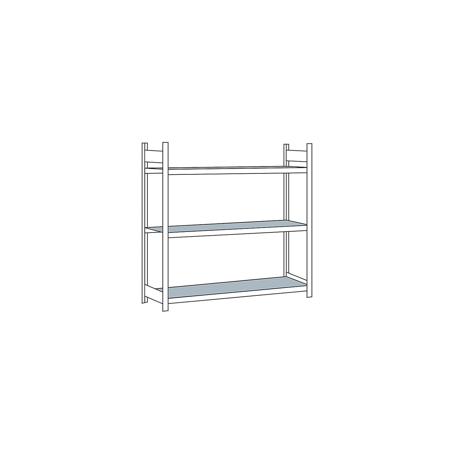 Wide span shelving unit, plug-in, HxWxD 2000 x 2000 x 600 mm, steel shelves, standard shelf unit.