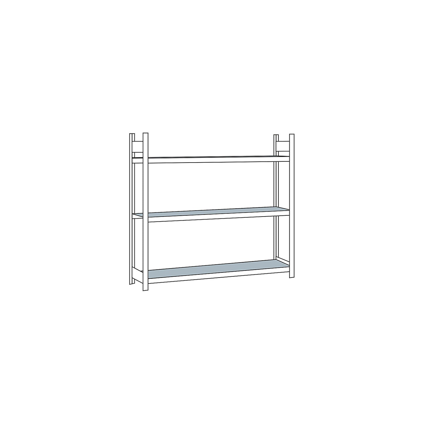 Wide span shelving unit, plug-in, HxWxD 2000 x 2500 x 400 mm, steel shelves, standard shelf unit.