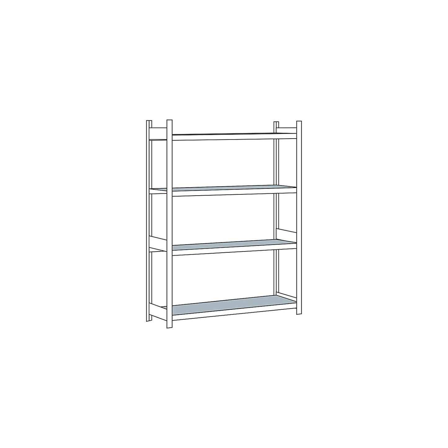 Wide span shelving unit, plug-in, HxWxD 2500 x 1500 x 600 mm, steel shelves, standard shelf unit.