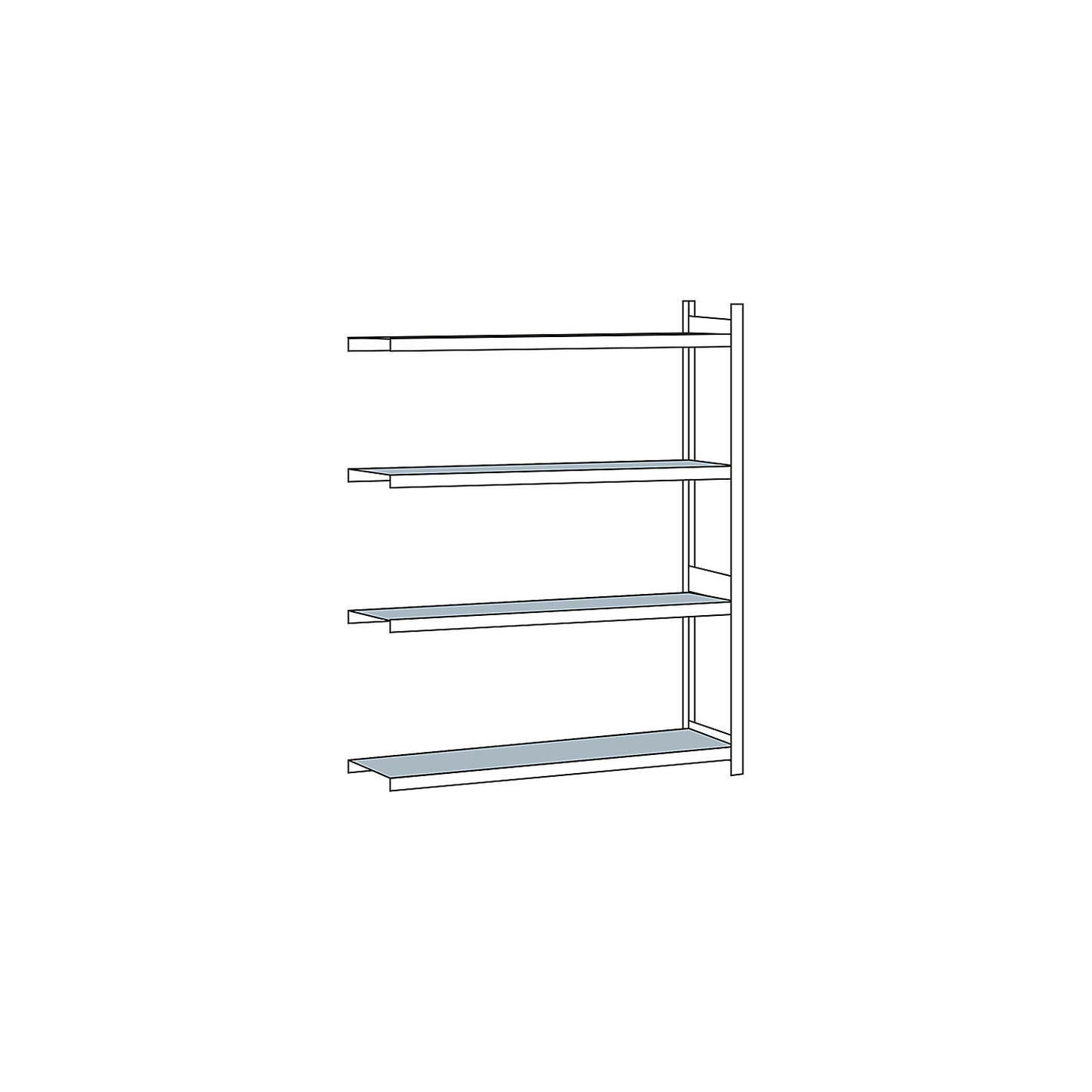Wide span shelving unit, plug-in, HxWxD 2500 x 2000 x 500 mm, steel shelves, extension shelf unit.