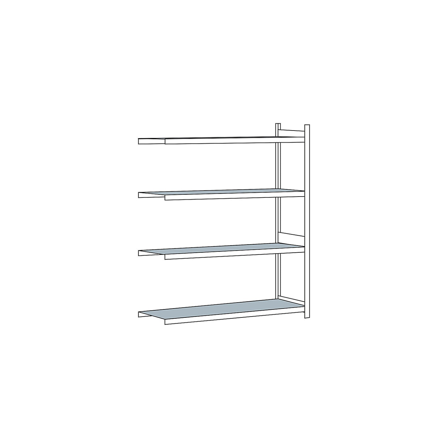 Wide span shelving unit, plug-in, HxWxD 2500 x 2000 x 800 mm, steel shelves, extension shelf unit.
