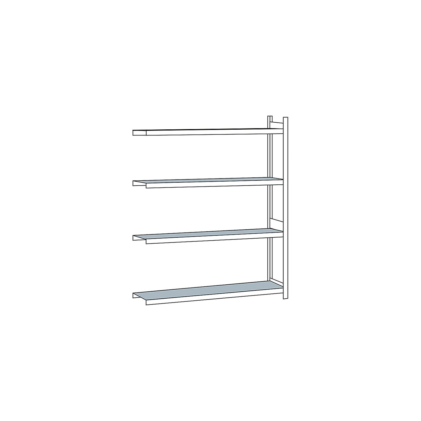 Wide span shelving unit, plug-in, HxWxD 2500 x 2250 x 400 mm, steel shelves, extension shelf unit.