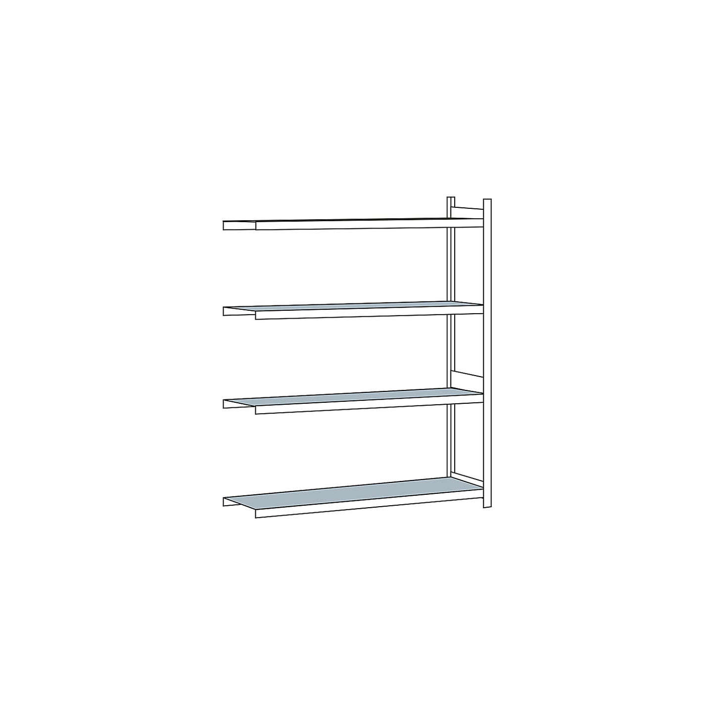 Wide span shelving unit, plug-in, HxWxD 2500 x 2250 x 600 mm, steel shelves, extension shelf unit.