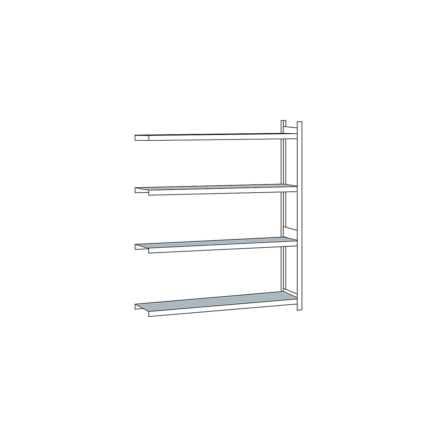 Wide span shelving unit, plug-in, HxWxD 2500 x 2500 x 400 mm, steel shelves, extension shelf unit.