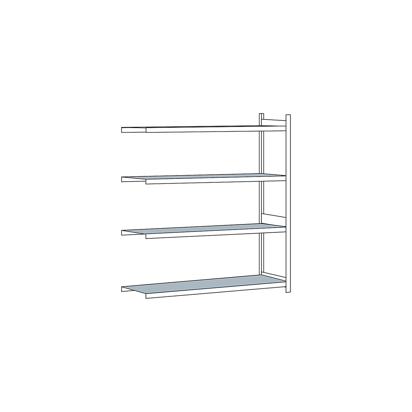 Wide span shelving unit, plug-in, HxWxD 2500 x 2500 x 800 mm, steel shelves, extension shelf unit.