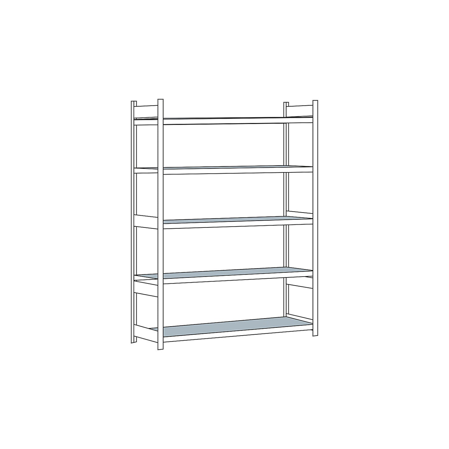 Wide span shelving unit, plug-in, HxWxD 3000 x 2500 x 800 mm, steel shelves, standard shelf unit.