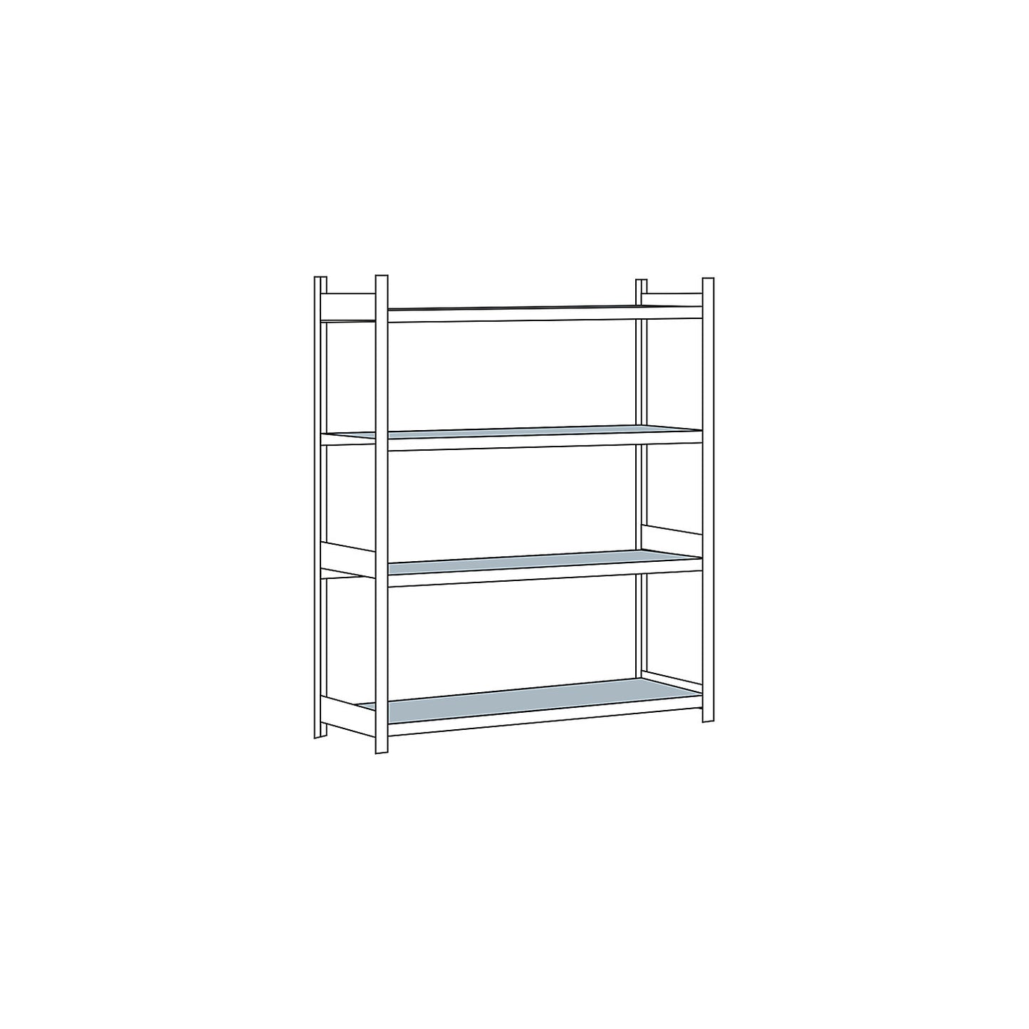 Wide span shelving unit, plug-in, HxWxD 2500 x 2000 x 800 mm, steel shelves, standard shelf unit.