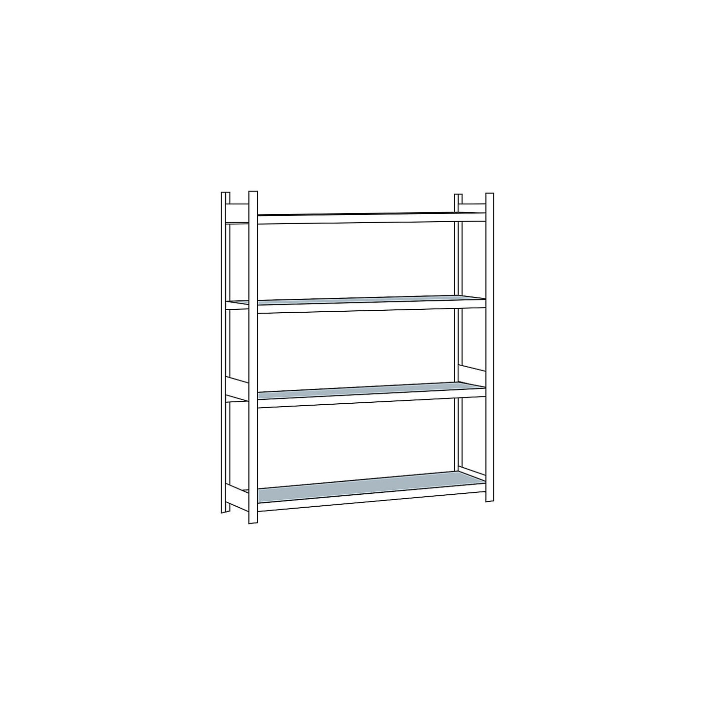Wide span shelving unit, plug-in, HxWxD 2500 x 2250 x 500 mm, steel shelves, standard shelf unit.