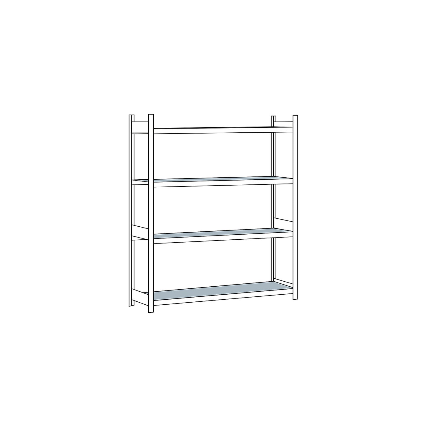 Wide span shelving unit, plug-in, HxWxD 2500 x 2500 x 600 mm, steel shelves, standard shelf unit.
