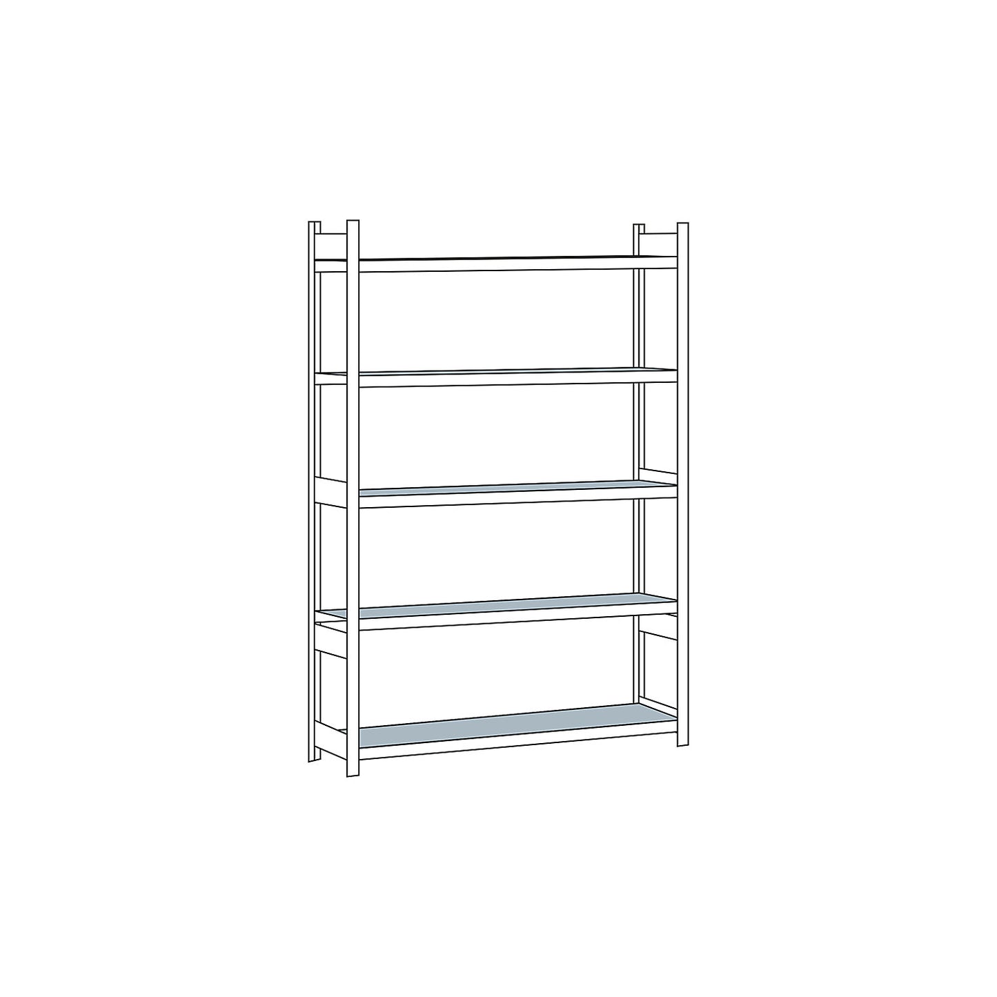 Wide span shelving unit, plug-in, HxWxD 3000 x 2250 x 500 mm, steel shelves, standard shelf unit.